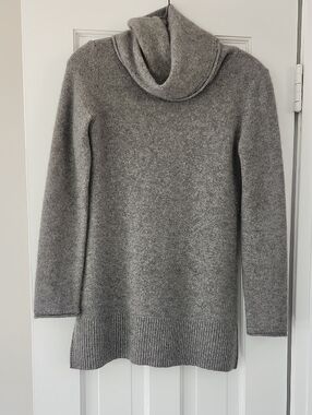 Saks Fifth Avenue Grey Cowl Neck Turtleneck Sweater